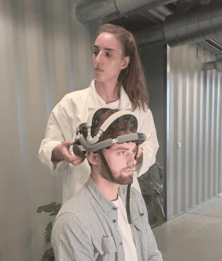 man and woman doing brain EEG scans